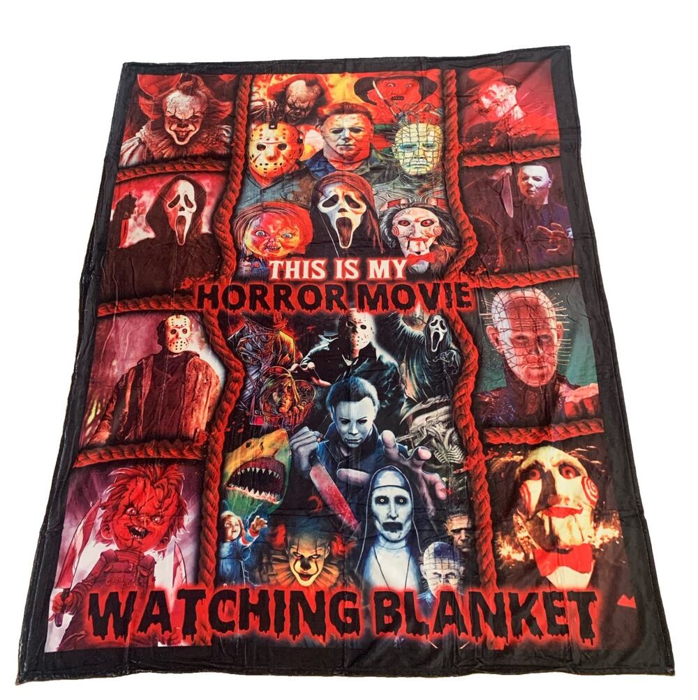 This Is My Horror Movie Watching Blanket Halloween Villains Fleece Throw 50x60